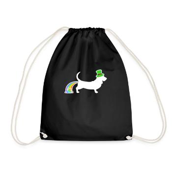 St. Patricks-Hund - Basset Hound - Turnbeutel - Schwarz - Vorne
