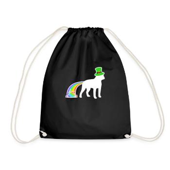 St. Patrick's Dog - Boston Terrier - Drawstring Bag - black - Front