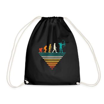 Menschliche Evolution - Vintage -Bogenschießen - Turnbeutel - Schwarz - Vorne