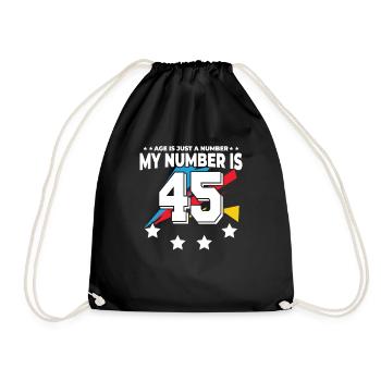 Age is just a number – 45th birthday - Drawstring Bag - black - Front