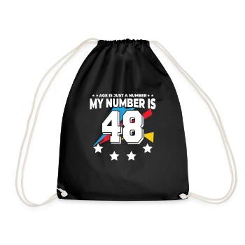 Age is just a number – 48th birthday - Drawstring Bag - black - Front