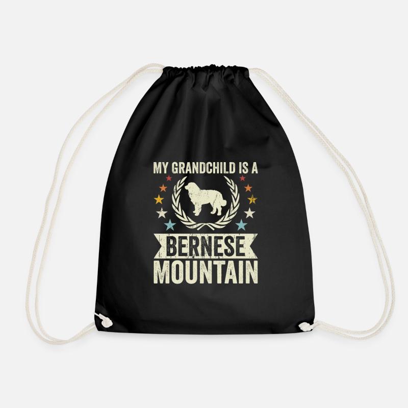 My grandchild is a Bernese mountain - Drawstring Bag - black