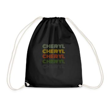 70s Retro Name Vintage Personalized Cheryl - Drawstring Bag - black - Front