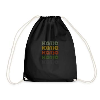 70er Retro Name Vintage Personalisieres Katja - Turnbeutel - Schwarz - Vorne