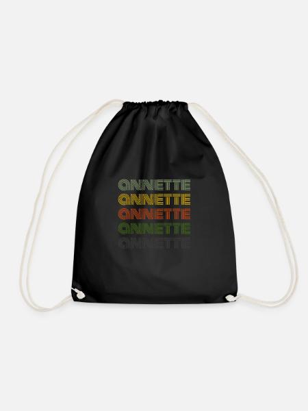 70s Retro Name Vintage Personalisieres Annette - Drawstring Bag - black
