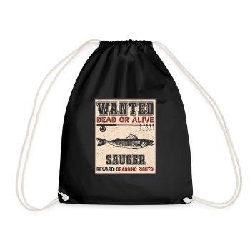 Wanted Fish - Sucker Fishing - Drawstring Bag - black - Front