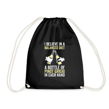 Balanced Diet Pinot Grigio Lovers - Drawstring Bag - black - Front