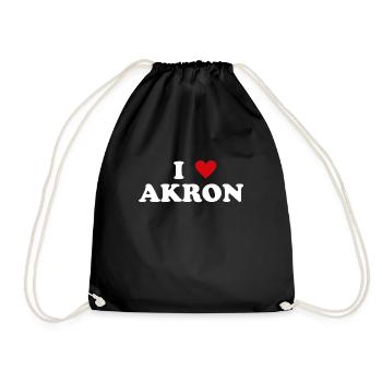 Heart USA City - I Love Akron - Drawstring Bag - black - Front
