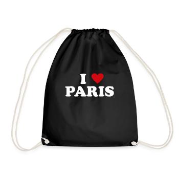 Herz France Stadt - Ich Liebe Paris - Turnbeutel - Schwarz - Vorne