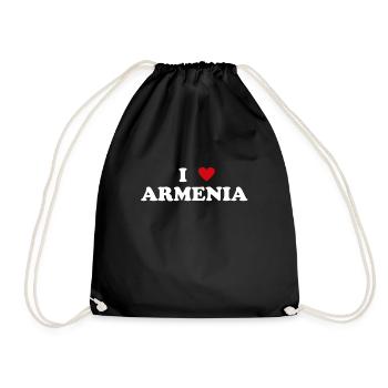 Heart Country State - I Love Armenia - Drawstring Bag - black - Front