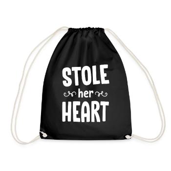 Stole Your Heart His Fries - Couple - Drawstring Bag - black - Front