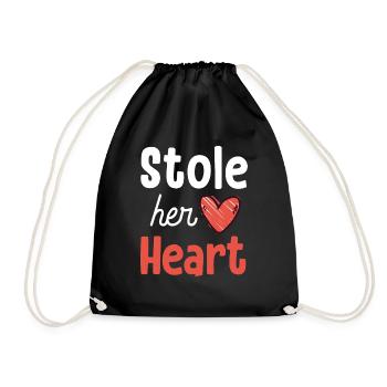 Stole Your Heart His Fries - Couple - Drawstring Bag - black - Front