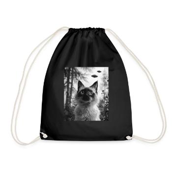 Alien BalinCat - Alien Selfie Balinese UFO - Drawstring Bag - black - Front