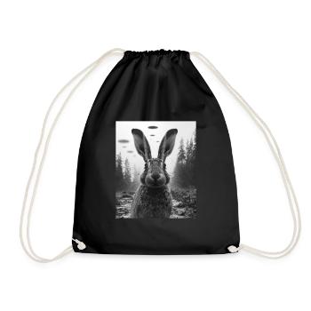 Lapin - Alien Selfie Lièvre Belge OVNI - Sac de sport léger - noir - Devant