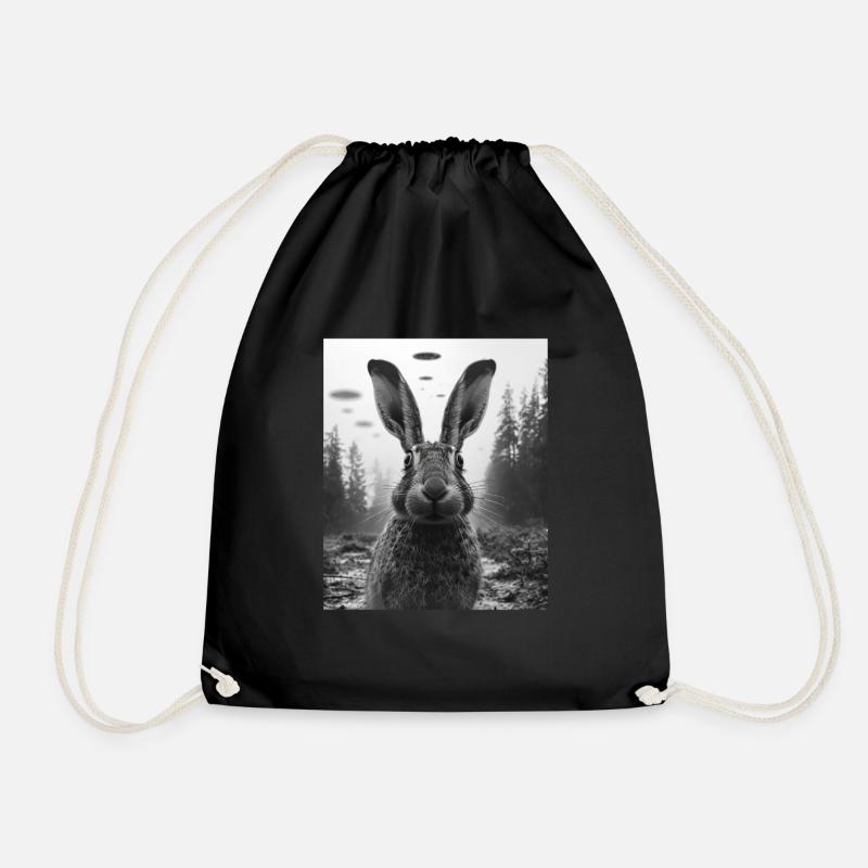 Kaninchen - Alien Selfie Belgian Hare UFO - Turnbeutel - Schwarz
