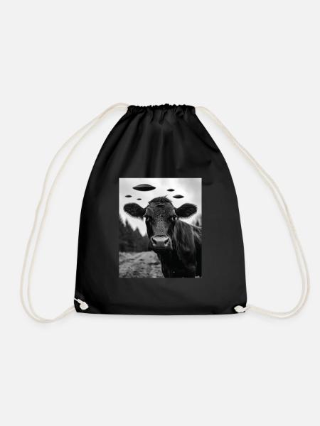 Kuh - Alien Selfie Black Angus UFO - Turnbeutel - Schwarz
