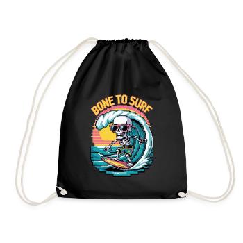 Bit Surfer Skull - Turnbeutel - Schwarz - Vorne