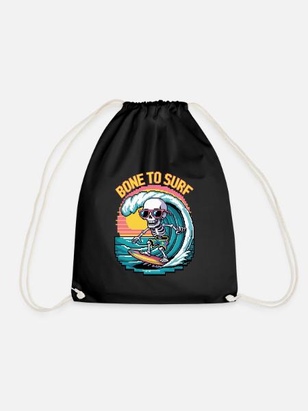 Bit Surfer Skull - Turnbeutel - Schwarz