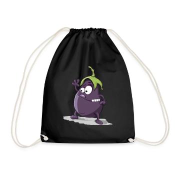 Aubergine - Turnbeutel - Schwarz - Vorne