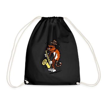 Chat joue saxophone musique bande cadeau de chats - Sac de sport léger - noir - Devant