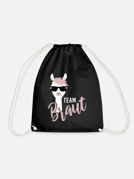 Braut Lama JGA Hochzeit Team Gruppenshirt 2 - Turnbeutel - Schwarz