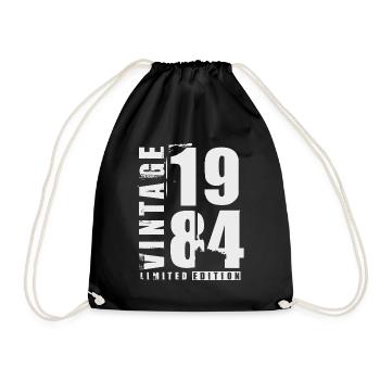 Vintage 1984 Vintage Born Birthday Gift - Drawstring Bag - black - Front