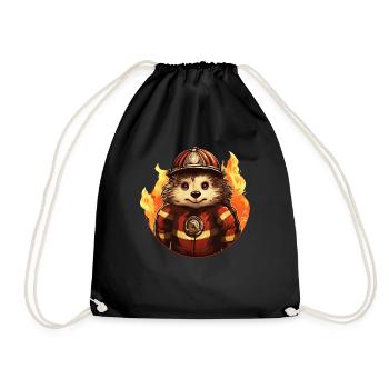 Feuerwehr Igel - Turnbeutel - Schwarz - Vorne