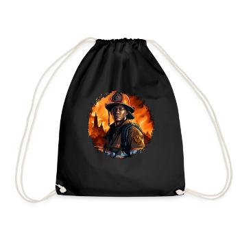 Fire Brigade Firefighter - Drawstring Bag - black - Front