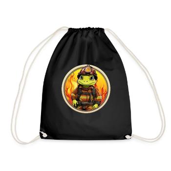 Frosch Feuerwehr - Turnbeutel - Schwarz - Vorne
