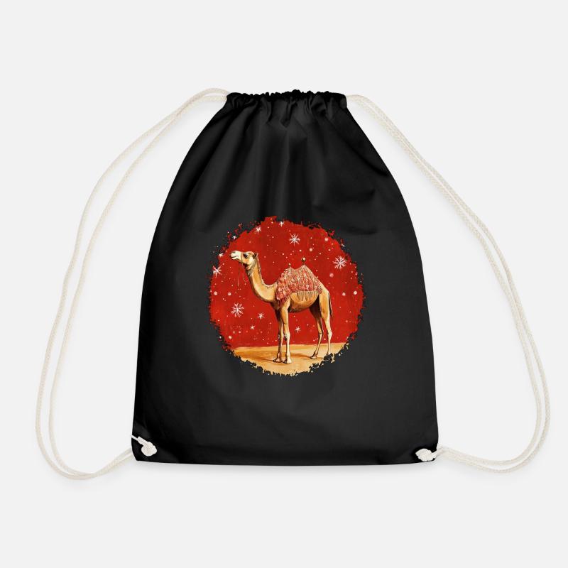 Camels Christmas - Drawstring Bag - black