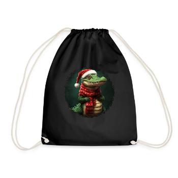 Noël crocodile - Sac de sport léger - noir - Devant
