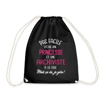 Pas facile d'être princesse et archiviste - Sac de sport léger - noir - Devant