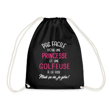 Pas facile d'être princesse et golfeuse - Sac de sport léger - noir - Devant