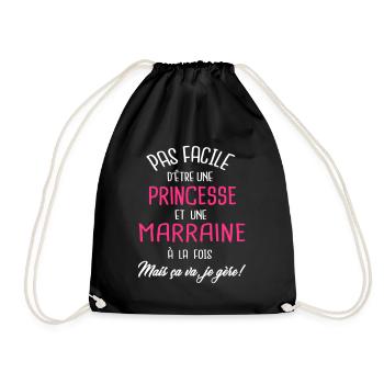 Pas facile d'être princesse et marraine - Sac de sport léger - noir - Devant