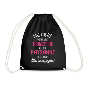 Pas facile d'être princesse et paysanne - Sac de sport léger - noir - Devant