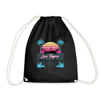 Vaporwave Las Vegas 80s Skyline - Drawstring Bag - black - Front