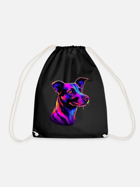 Jack Russell Synthwave Geschenk - Turnbeutel - Schwarz