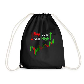 Buy Low Sell High Trading Aktien ETF CFD Daytrader - Turnbeutel - Schwarz - Vorne