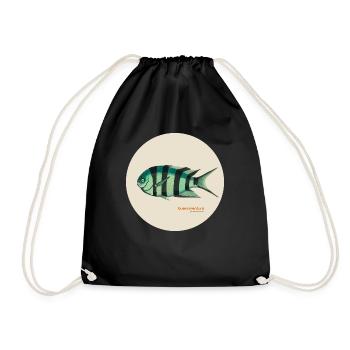Dessin vintage de poisson vert Lootsman pour les amoureux de la mer - Sac de sport léger - noir - Devant