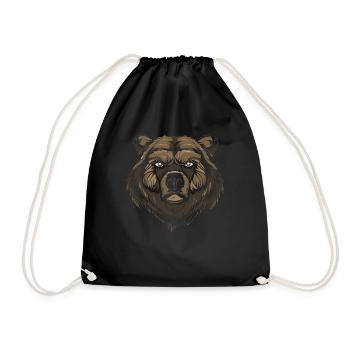 Ours ours brun Grizzly Tête DeNtage Graphiques - Sac de sport léger - noir - Devant
