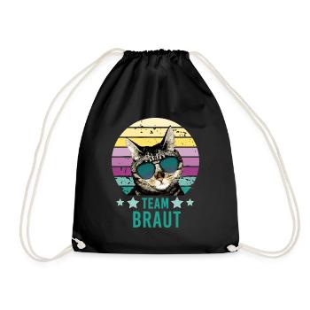 Team Braut Katze JGA Junggesellinnenabschied 2 - Turnbeutel - Schwarz - Vorne