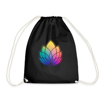 Bunte Abstrakte Yoga Geometrie Blüte / Blume - Turnbeutel - Schwarz - Vorne