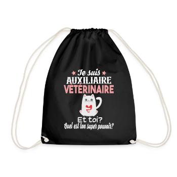 Auxiliaire Vétérinaire Métier Animal Chien Chat - Sac de sport léger - noir - Devant