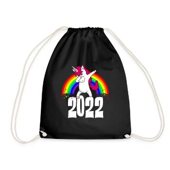 Dabbing Unicorn 2022 Rainbow Drôle Nouvel An - Sac de sport léger - noir - Devant