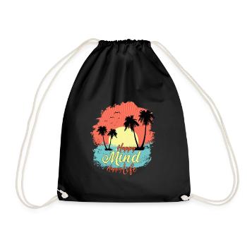 Happy Mind Happy Life Cool text With Pretty Art - Drawstring Bag - black - Front