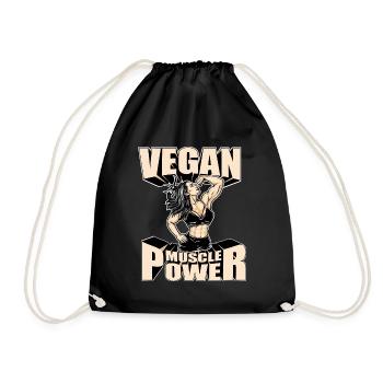 Vegan Muscle Power Strong and Energy - Drawstring Bag - black - Front