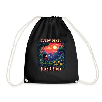 Every Pixel Tells a Story - Retro Gaming - Drawstring Bag - black - Front