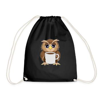 Up Owl Night Night Owl Owl Coffee Coffee Nerd - Drawstring Bag - black - Front