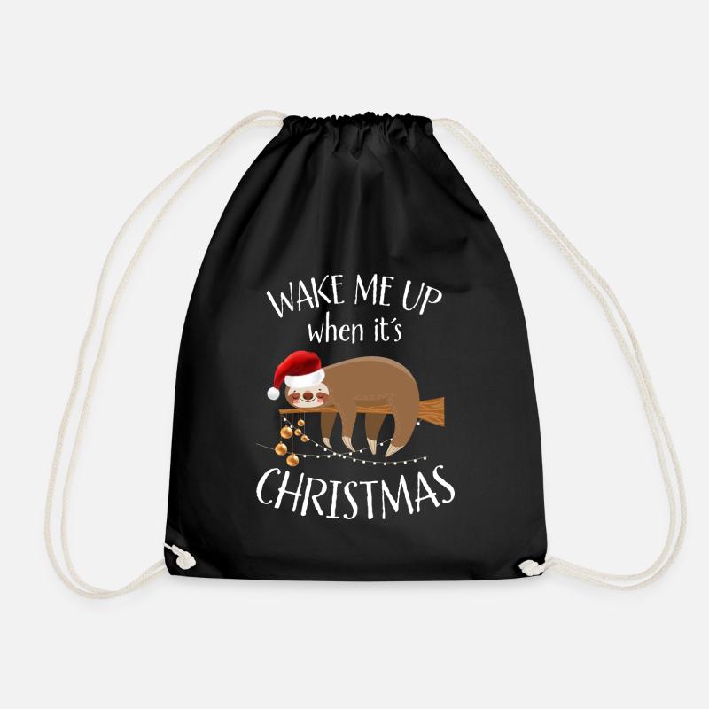 Faultier Weihnachten Wake Me Up Ugly Christmas - Turnbeutel - Schwarz