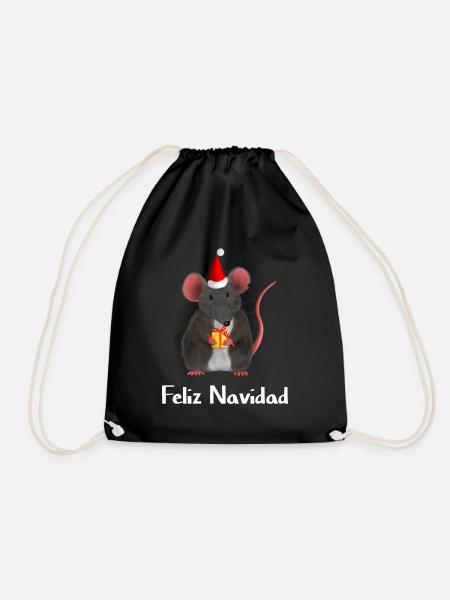 Julrottemus med gave - Feliz Navidad - Gymbag - svart